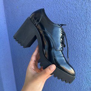 ZARA Black Platform Boots Size 8W